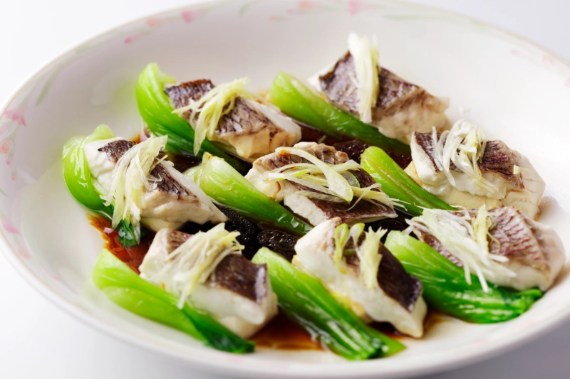 鯛と豆腐の葱生姜蒸し