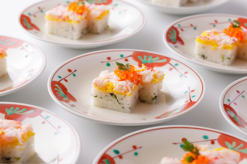 蟹の押し寿司 いくら添え